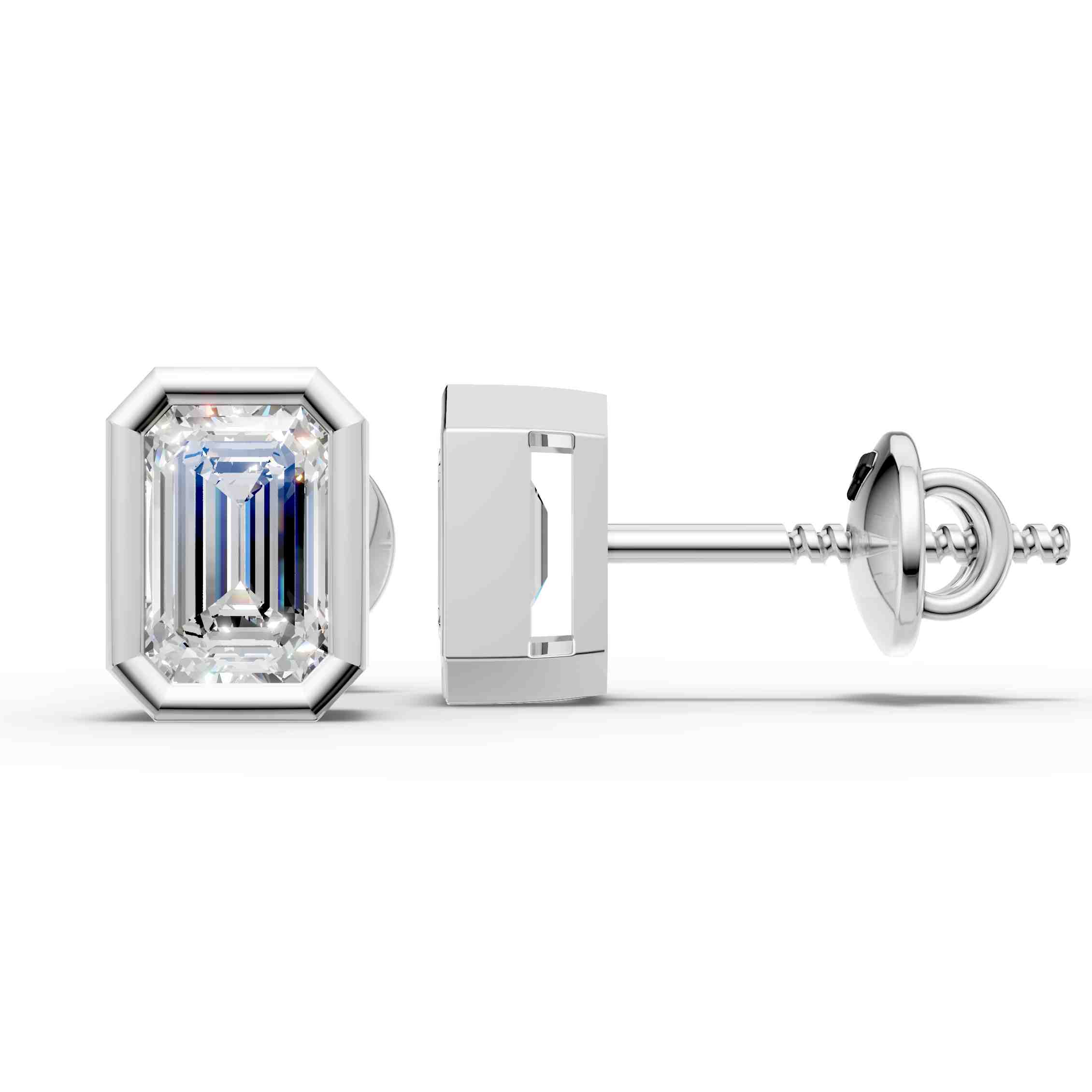 Emerald Cut Bezel Earring